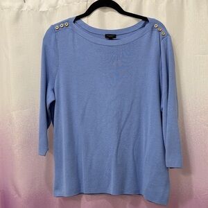 Talbots Periwinkle Long Sleeve Top with Gold Accents